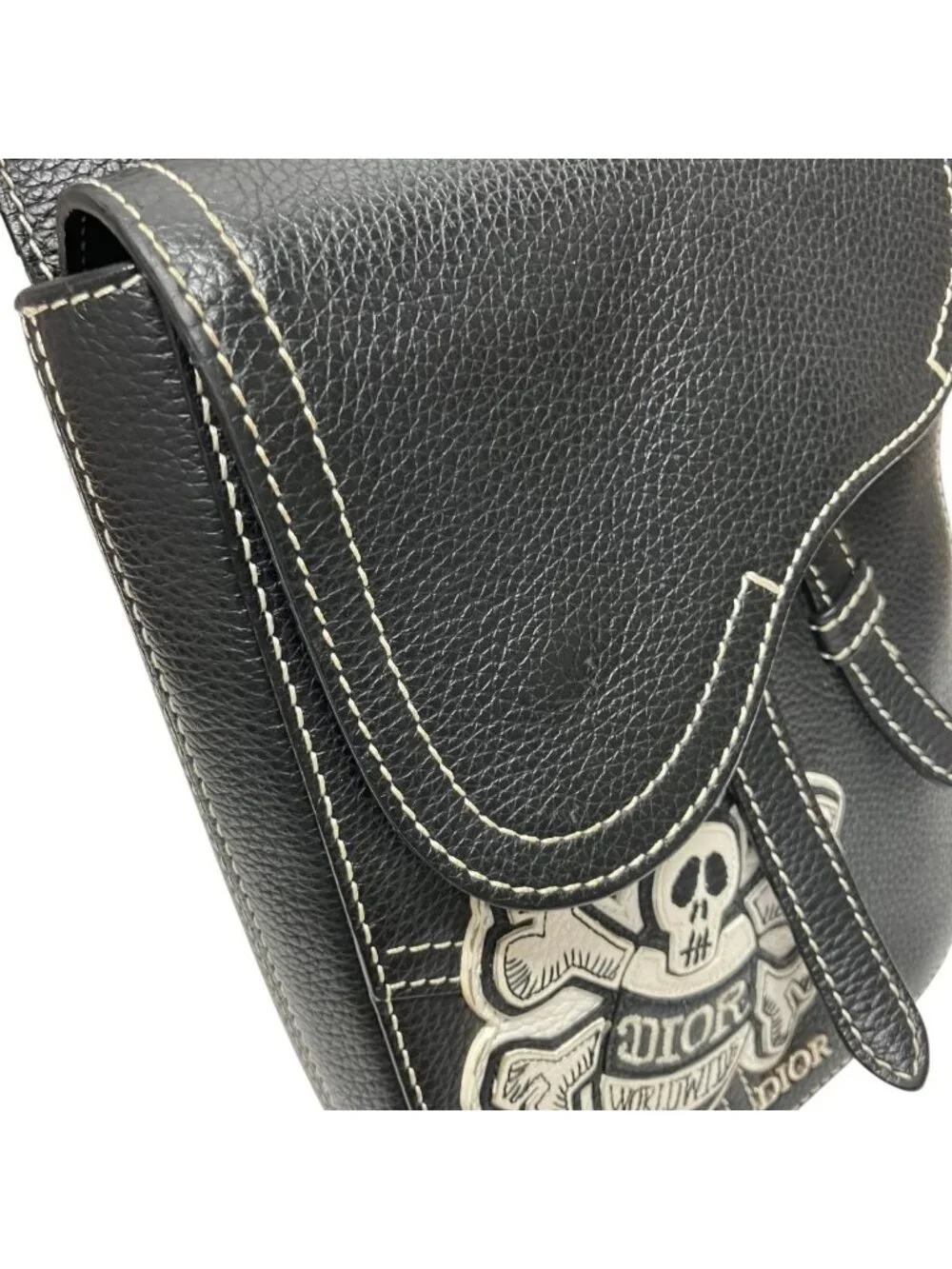 Dior Shawn Stussy Collaboration Saddle Bee Pouch Shoulder Bag Leather